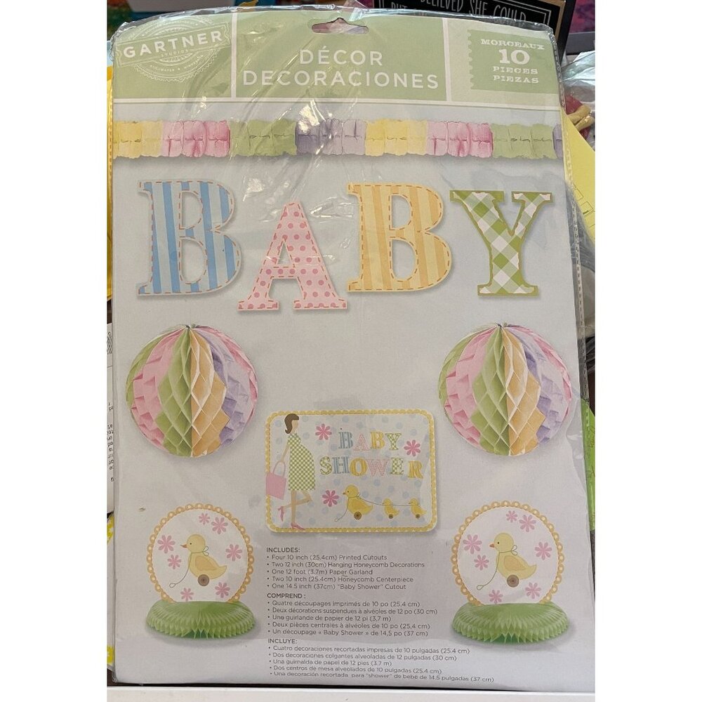 Gartner Studio Pastel Colors Baby Shower Party Supplies Decorations 10pcs Set